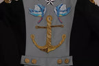Dolce &amp; Gabbana Blue Button Crystal Embellished Cotton Jacket