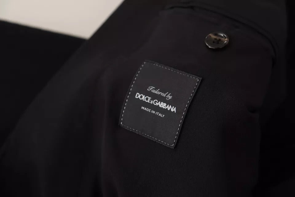 Dolce &amp; Gabbana Black Wool Slim Fit Coat Jacket Blazer