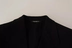 Dolce &amp; Gabbana Black Wool Slim Fit Coat Jacket Blazer