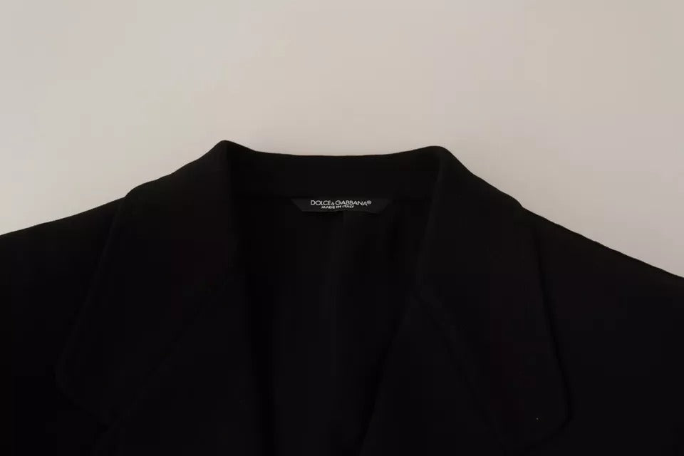 Dolce &amp; Gabbana Black Wool Slim Fit Coat Jacket Blazer