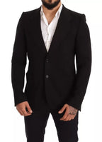 Dolce &amp; Gabbana Black Wool Slim Fit Coat Jacket Blazer