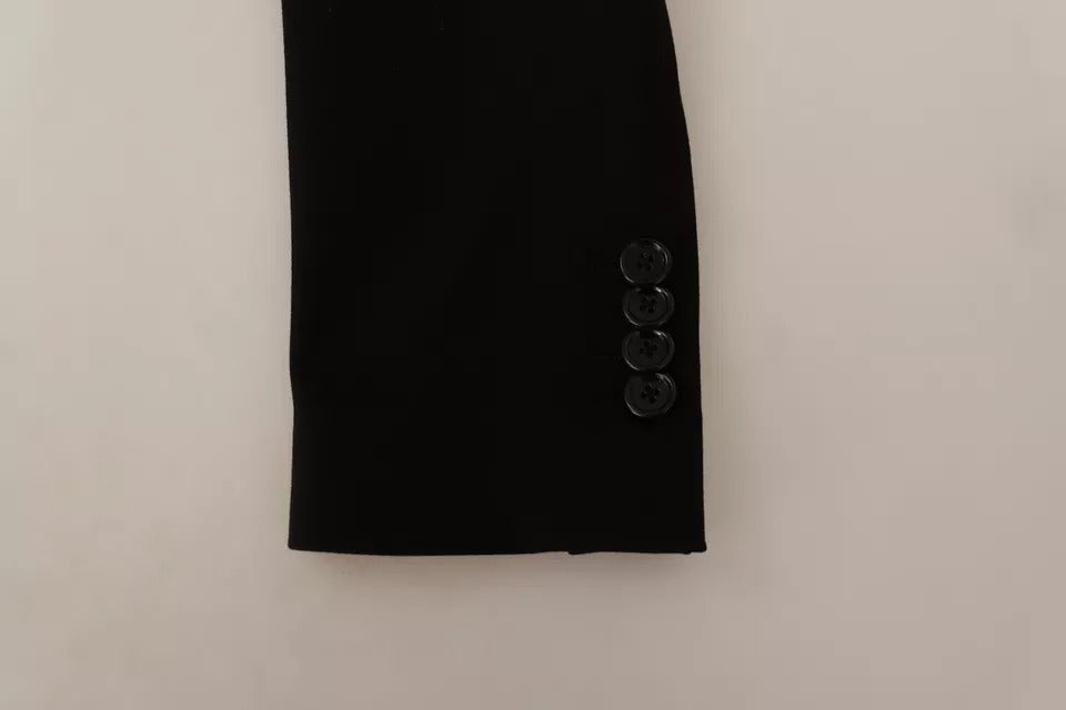 Dolce &amp; Gabbana Black Wool Slim Fit Coat Jacket Blazer