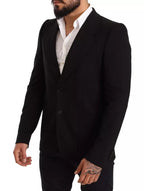 Dolce &amp; Gabbana Black Wool Slim Fit Coat Jacket Blazer