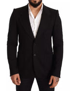 Dolce &amp; Gabbana Black Wool Slim Fit Coat Jacket Blazer
