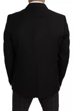 Dolce &amp; Gabbana Black Wool Slim Fit Notch Jacket Blazer