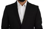 Dolce &amp; Gabbana Black Wool Slim Fit Notch Jacket Blazer