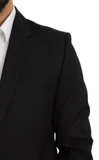Dolce &amp; Gabbana Black Wool Slim Fit Notch Jacket Blazer