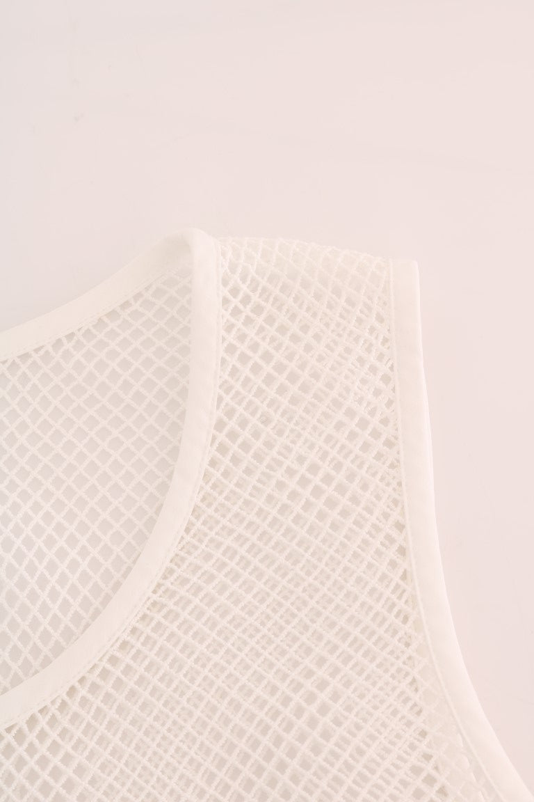 Dolce &amp; Gabbana White Net Tank Transparent Top