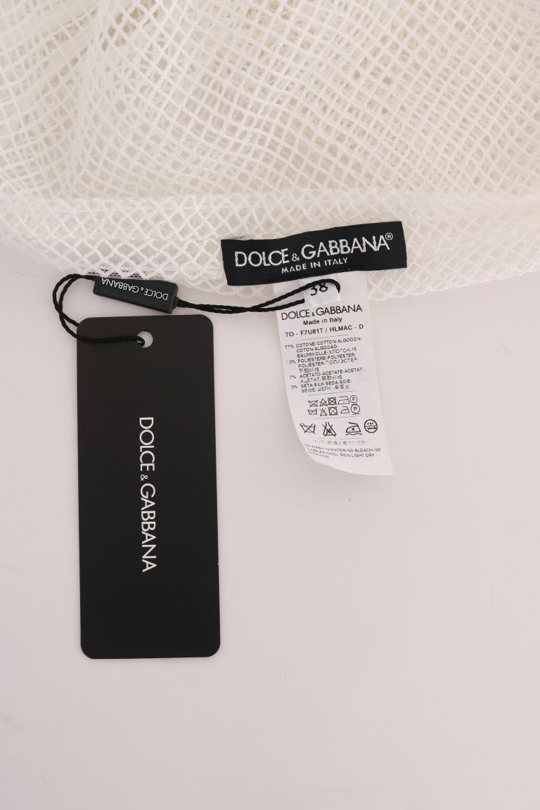 Dolce &amp; Gabbana White Net Tank Transparent Top