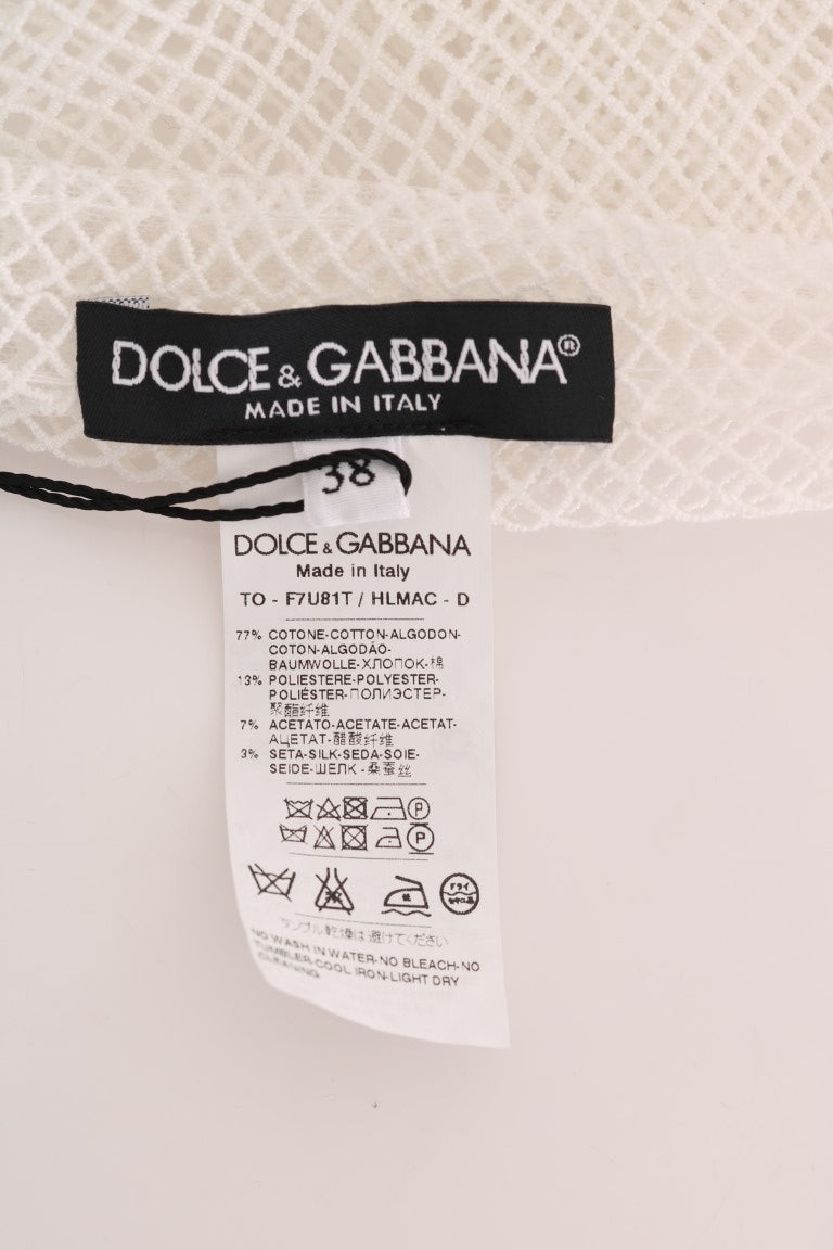Dolce &amp; Gabbana White Net Tank Transparent Top