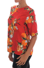Dolce &amp; Gabbana Orange Print Crystal-Embellished Blouse