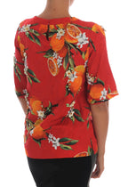Dolce &amp; Gabbana Orange Print Crystal-Embellished Blouse