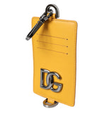Dolce &amp; Gabbana Orange Calf Leather Credit Card Holder Clip On Wallet