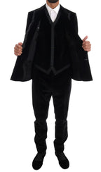 Dolce & Gabbana Black Velvet Slim Double Breasted Suit