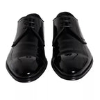 Dolce &amp; Gabbana Black Calfskin Leather Derby Men Dress Shoes