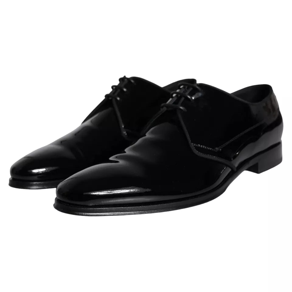 Dolce &amp; Gabbana Black Calfskin Leather Derby Men Dress Shoes