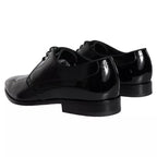 Dolce &amp; Gabbana Black Calfskin Leather Derby Men Dress Shoes