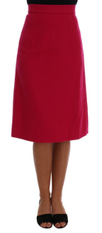 Dolce &amp; Gabbana Pink Wool Knee Long A-Line Skirt