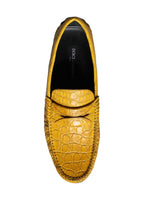 Dolce &amp; Gabbana Yellow Leather Slip Moccasin Loafers Shoes