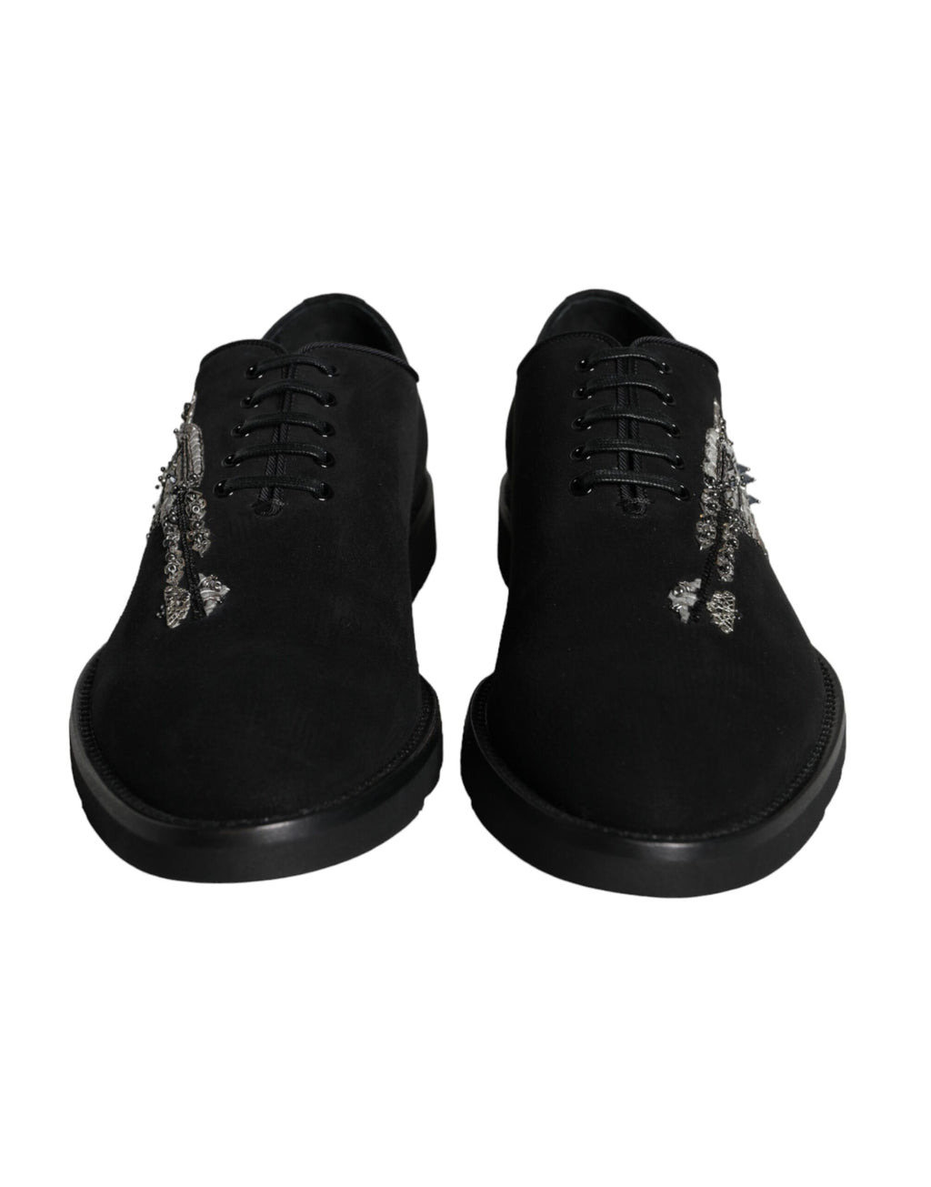 Dolce &amp; Gabbana Black Suede Sicily Lace Up Formal Shoes