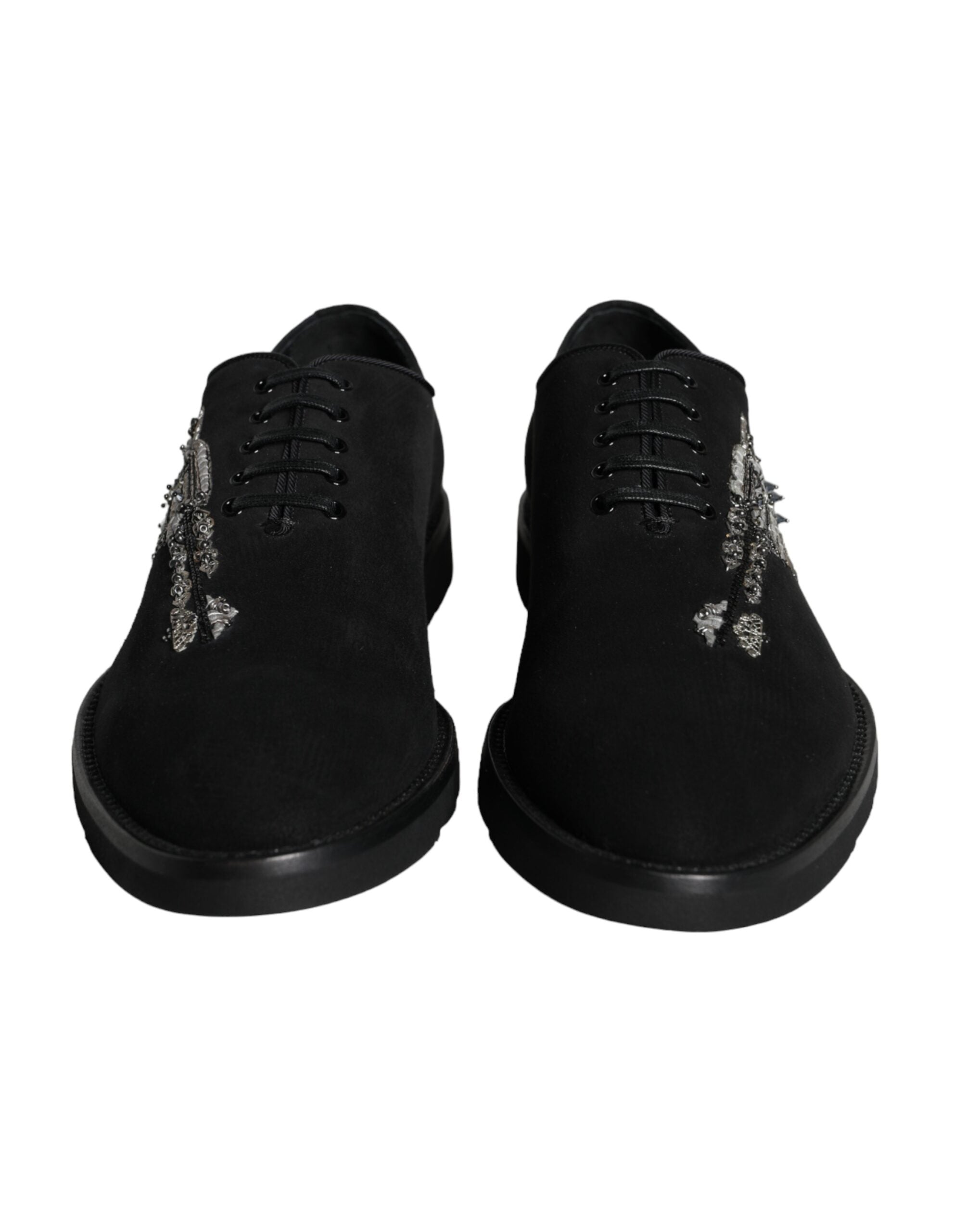 Dolce &amp; Gabbana Black Suede Sicily Lace Up Formal Shoes