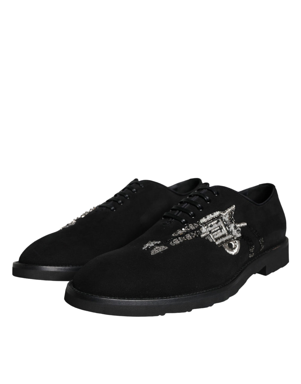 Dolce &amp; Gabbana Black Suede Sicily Lace Up Formal Shoes