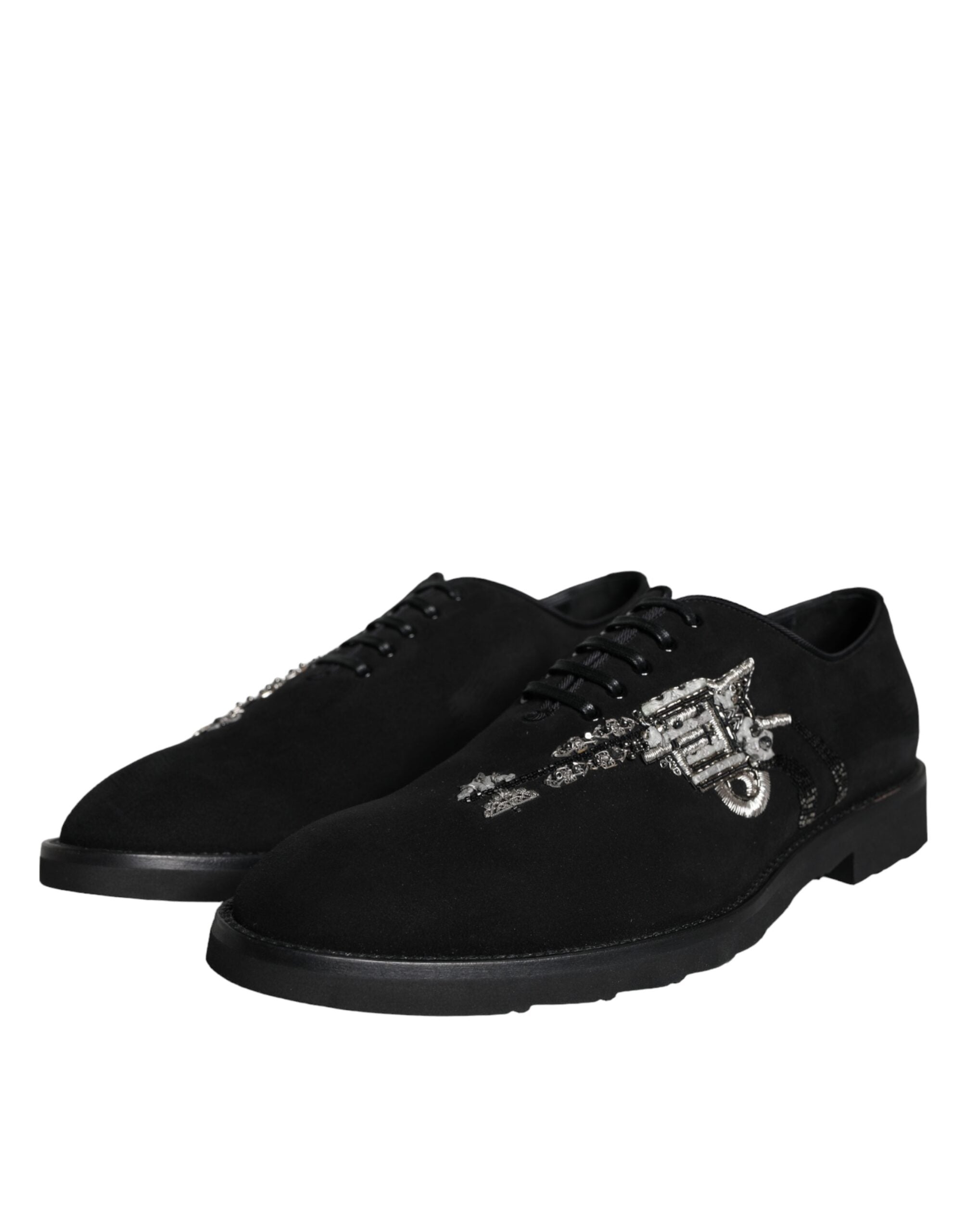 Dolce &amp; Gabbana Black Suede Sicily Lace Up Formal Shoes
