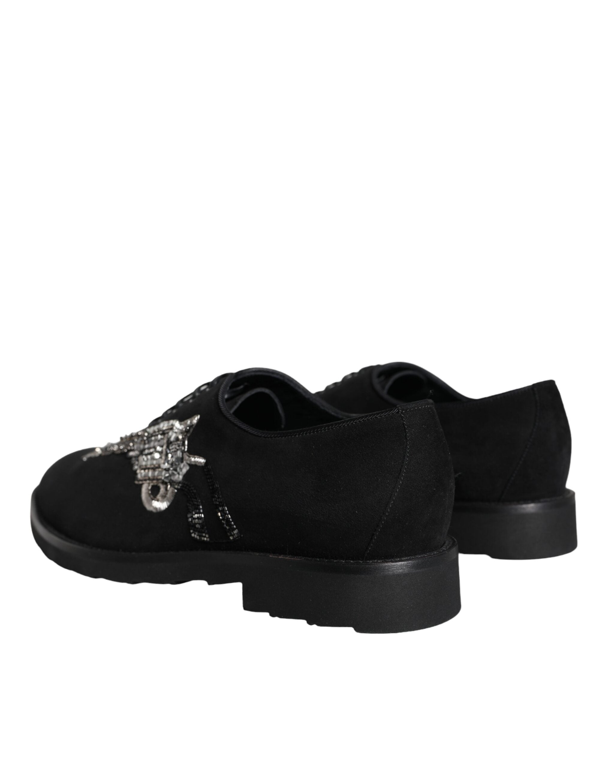 Dolce &amp; Gabbana Black Suede Sicily Lace Up Formal Shoes