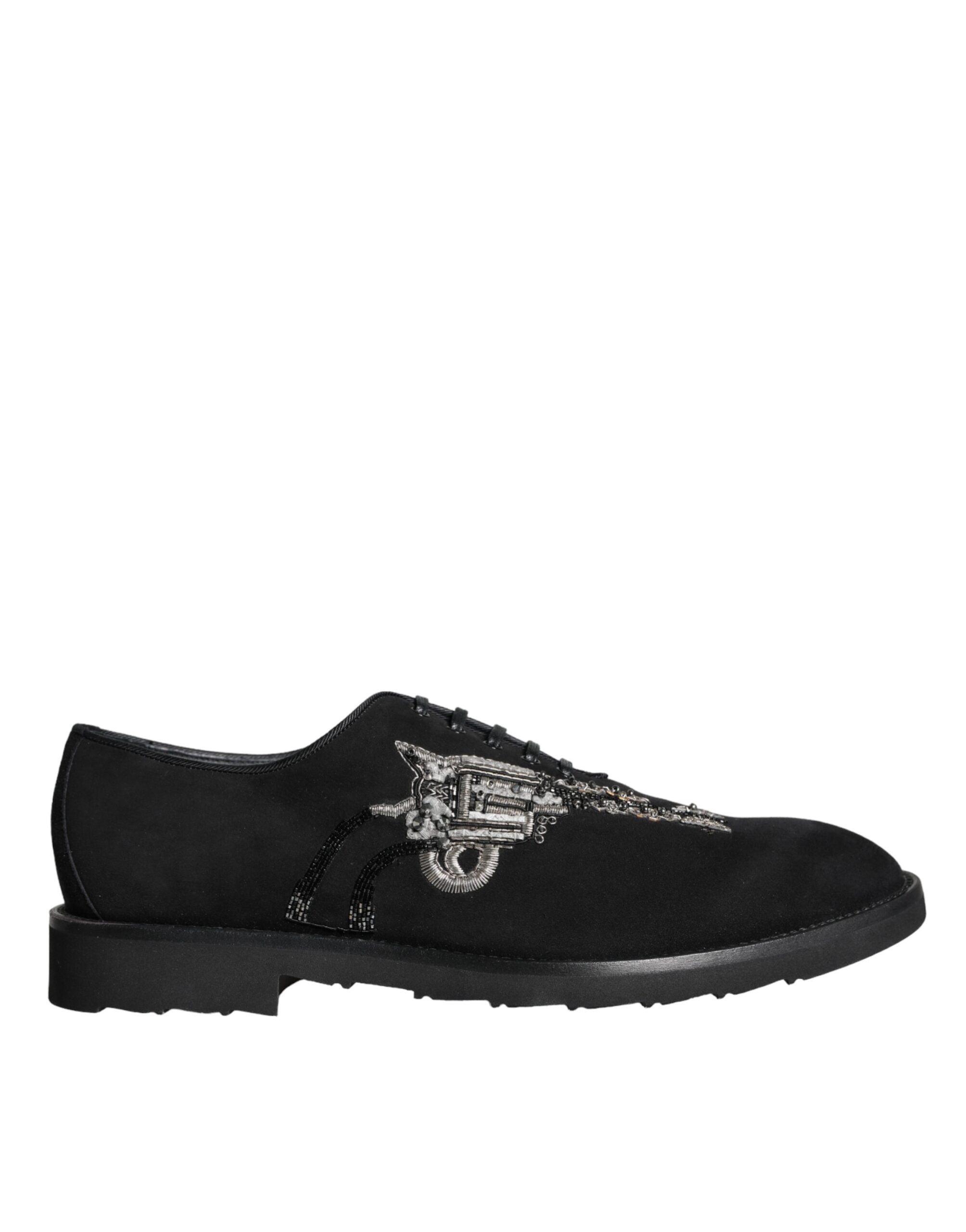 Dolce &amp; Gabbana Black Suede Sicily Lace Up Formal Shoes