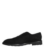 Dolce &amp; Gabbana Black Suede Sicily Lace Up Formal Shoes