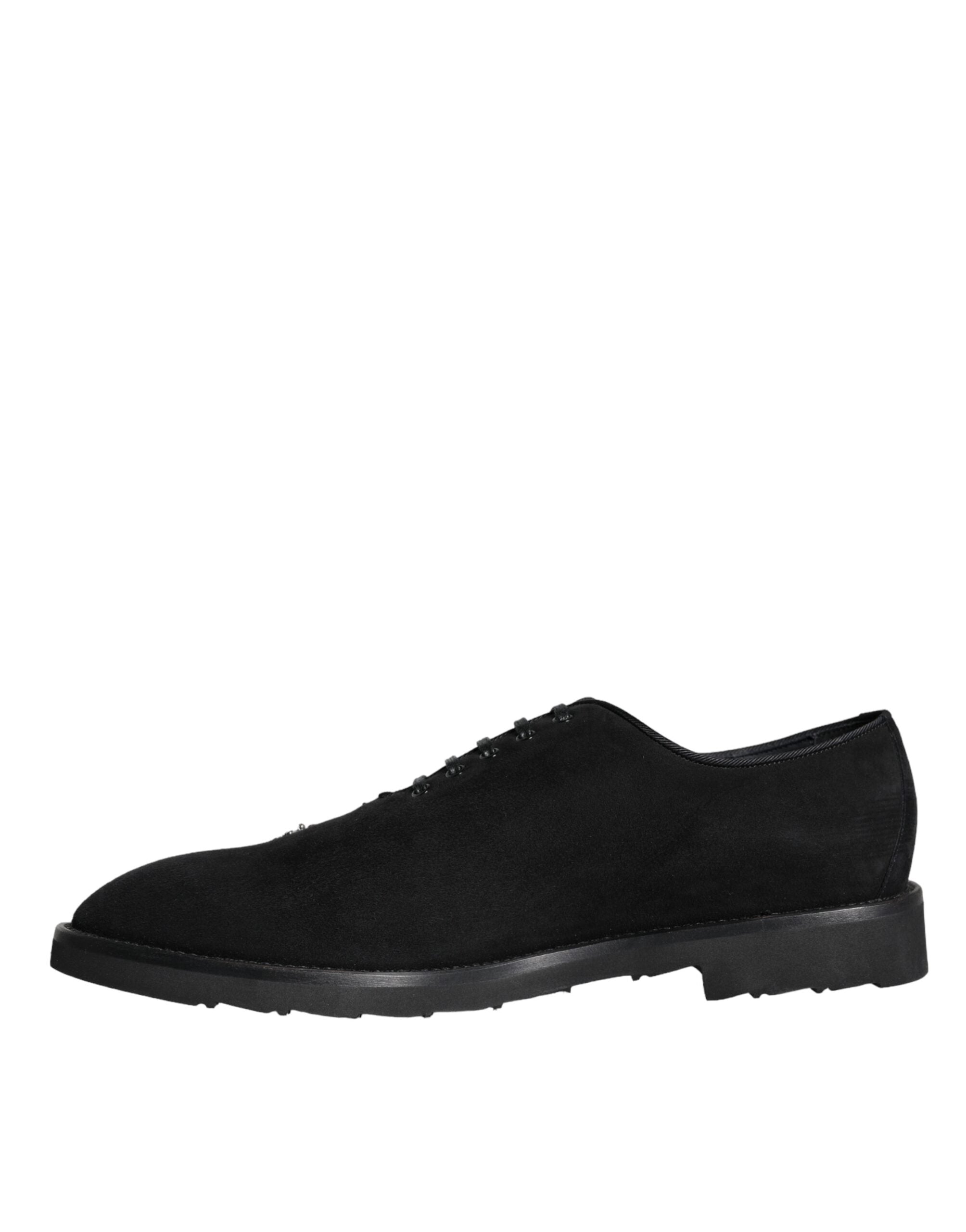 Dolce &amp; Gabbana Black Suede Sicily Lace Up Formal Shoes
