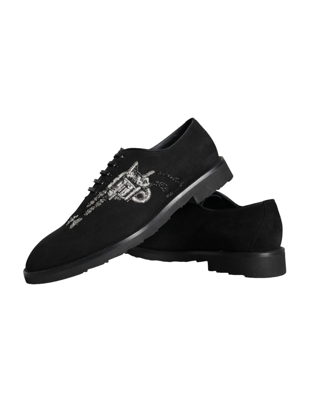Dolce &amp; Gabbana Black Suede Sicily Lace Up Formal Shoes