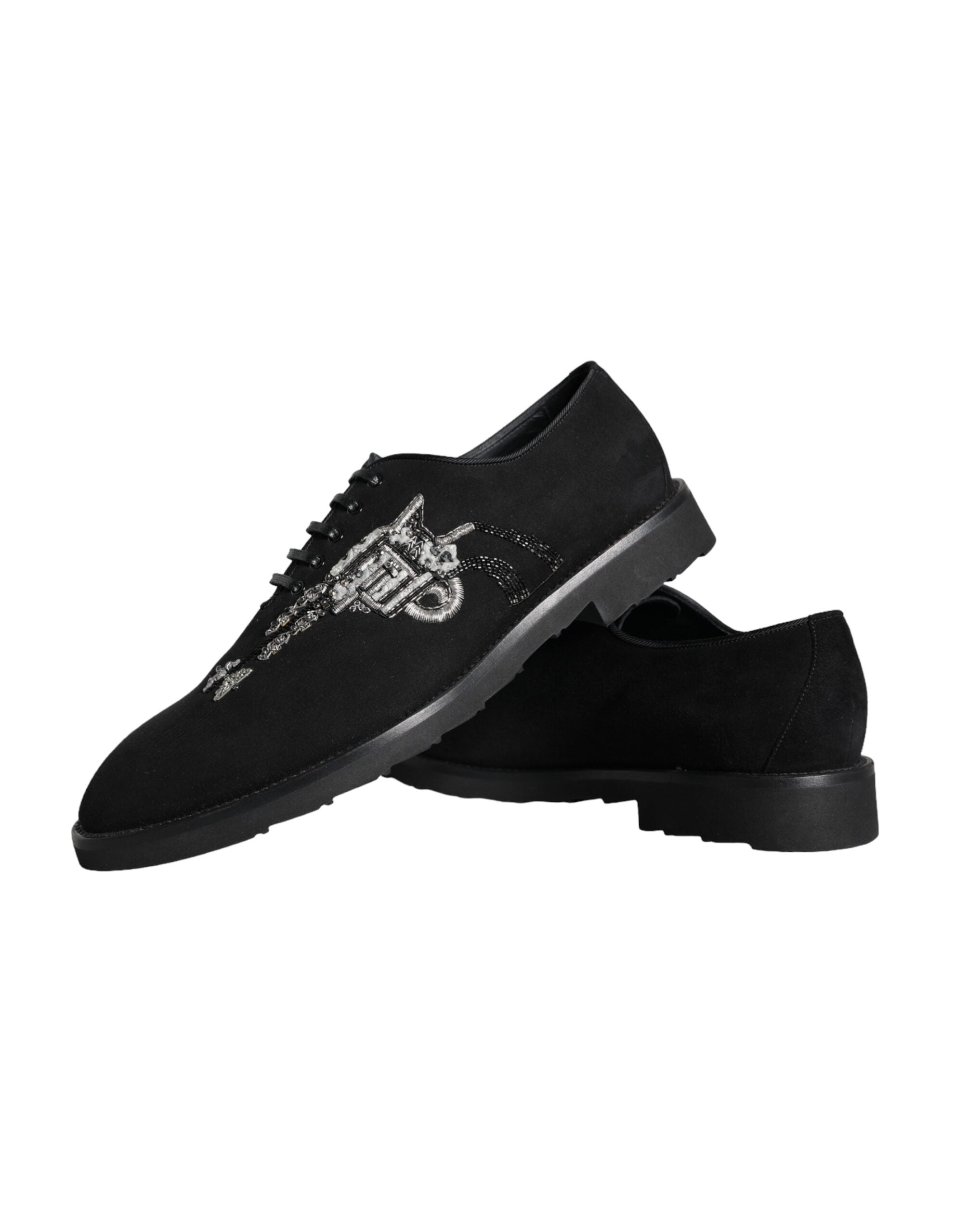 Dolce &amp; Gabbana Black Suede Sicily Lace Up Formal Shoes