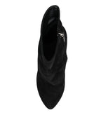 Dolce &amp; Gabbana Black Suede Leather Mid Calf Boots Shoes