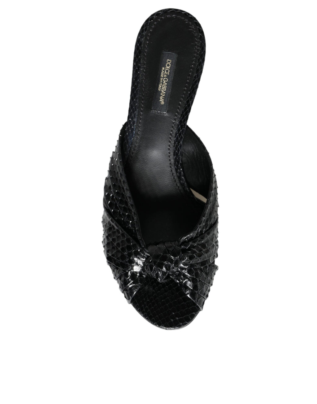 Dolce &amp; Gabbana Black Leather Heels Slides Sandals Shoes
