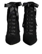 Dolce &amp; Gabbana Black Jersey Stretch Ankle Booties Shoes