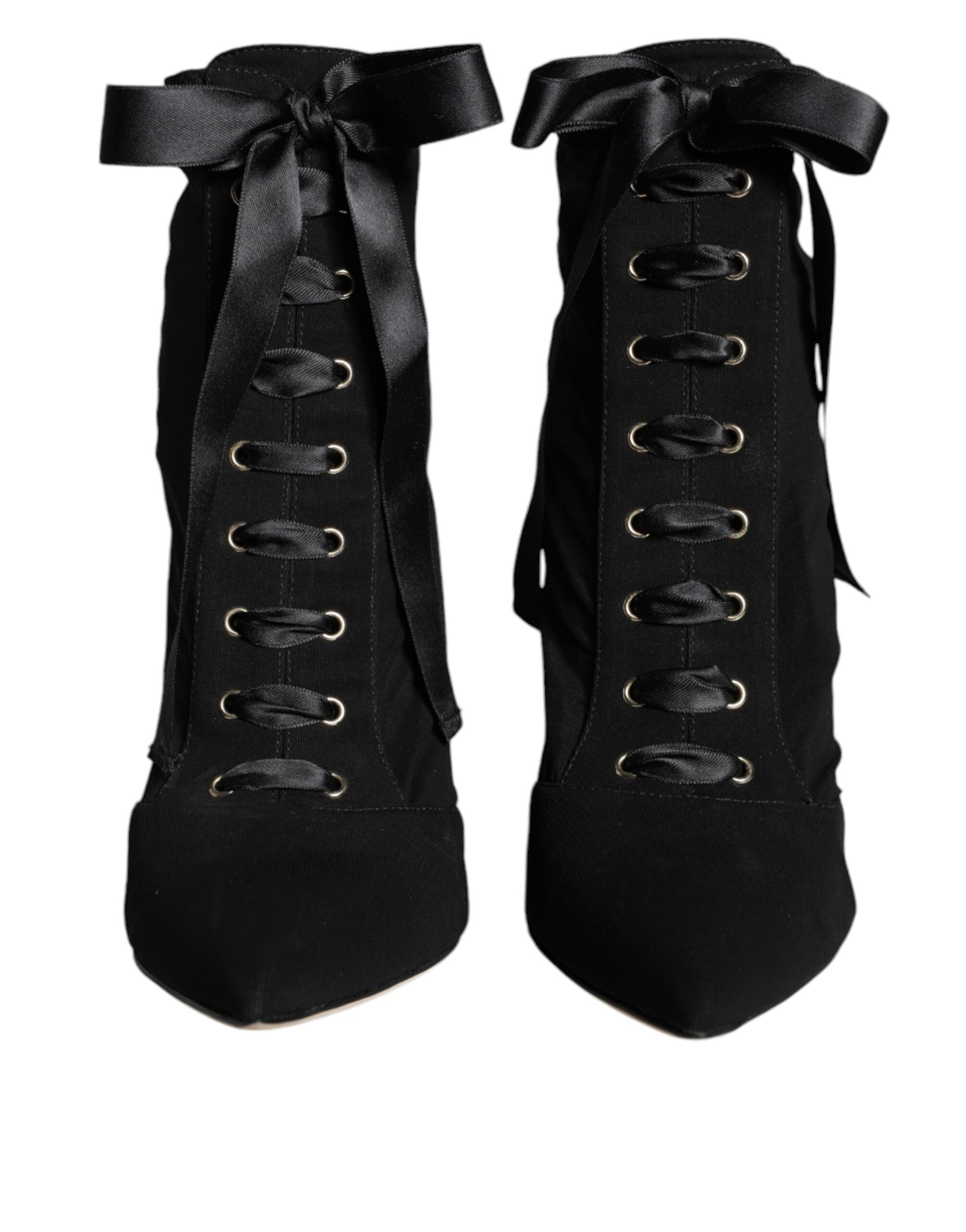 Dolce &amp; Gabbana Black Jersey Stretch Ankle Booties Shoes