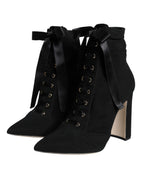 Dolce &amp; Gabbana Black Jersey Stretch Ankle Booties Shoes