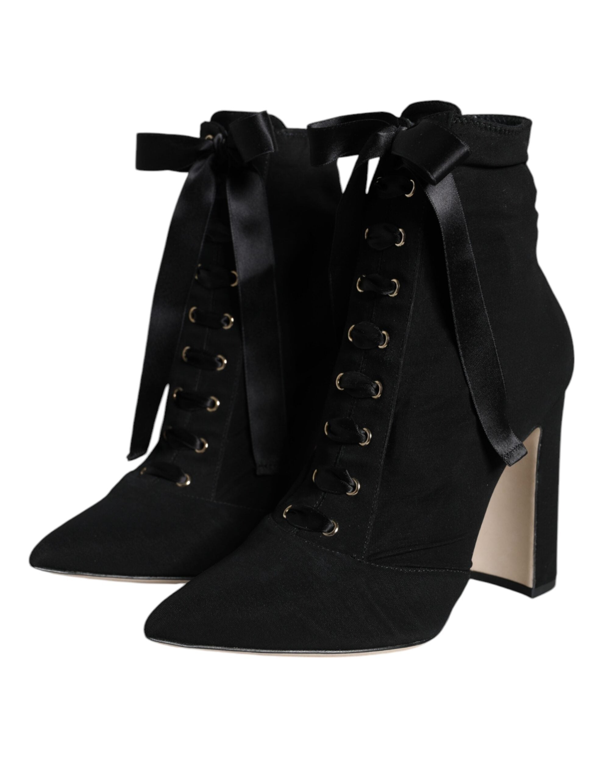 Dolce &amp; Gabbana Black Jersey Stretch Ankle Booties Shoes