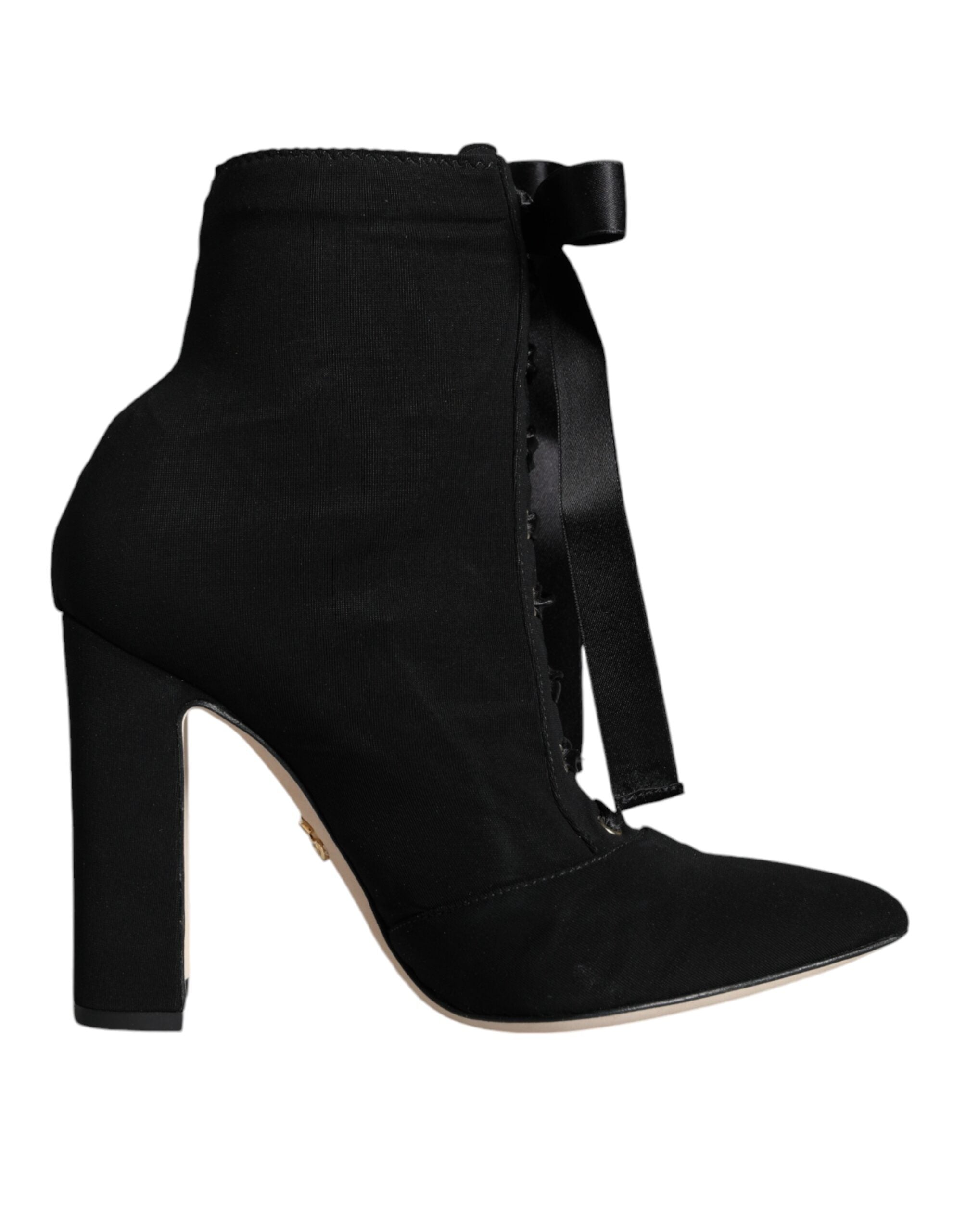 Dolce &amp; Gabbana Black Jersey Stretch Ankle Booties Shoes