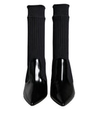 Dolce &amp; Gabbana Black Stretch Stilettos Booties Socks Shoes