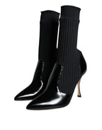 Dolce &amp; Gabbana Black Stretch Stilettos Booties Socks Shoes