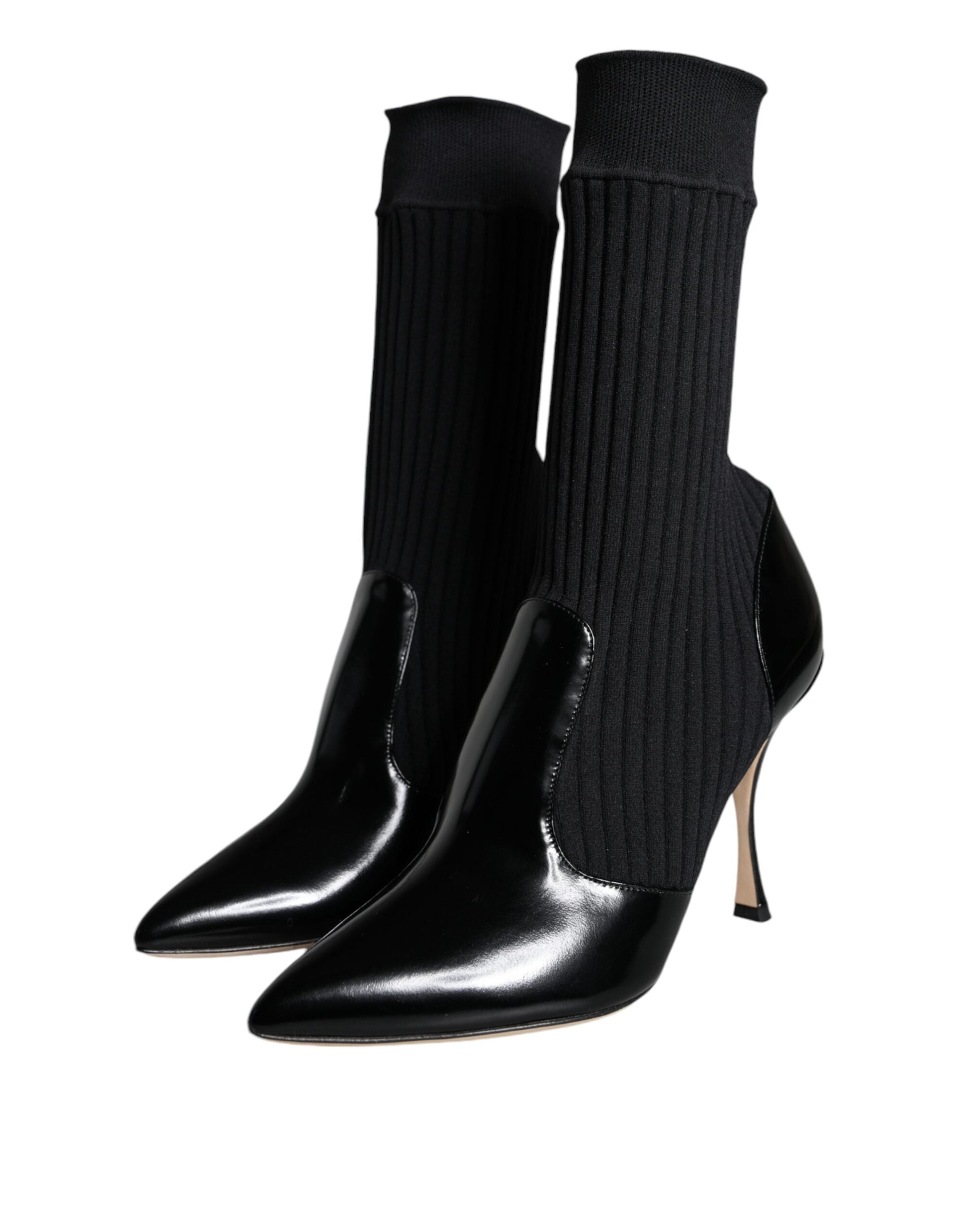 Dolce &amp; Gabbana Black Stretch Stilettos Booties Socks Shoes