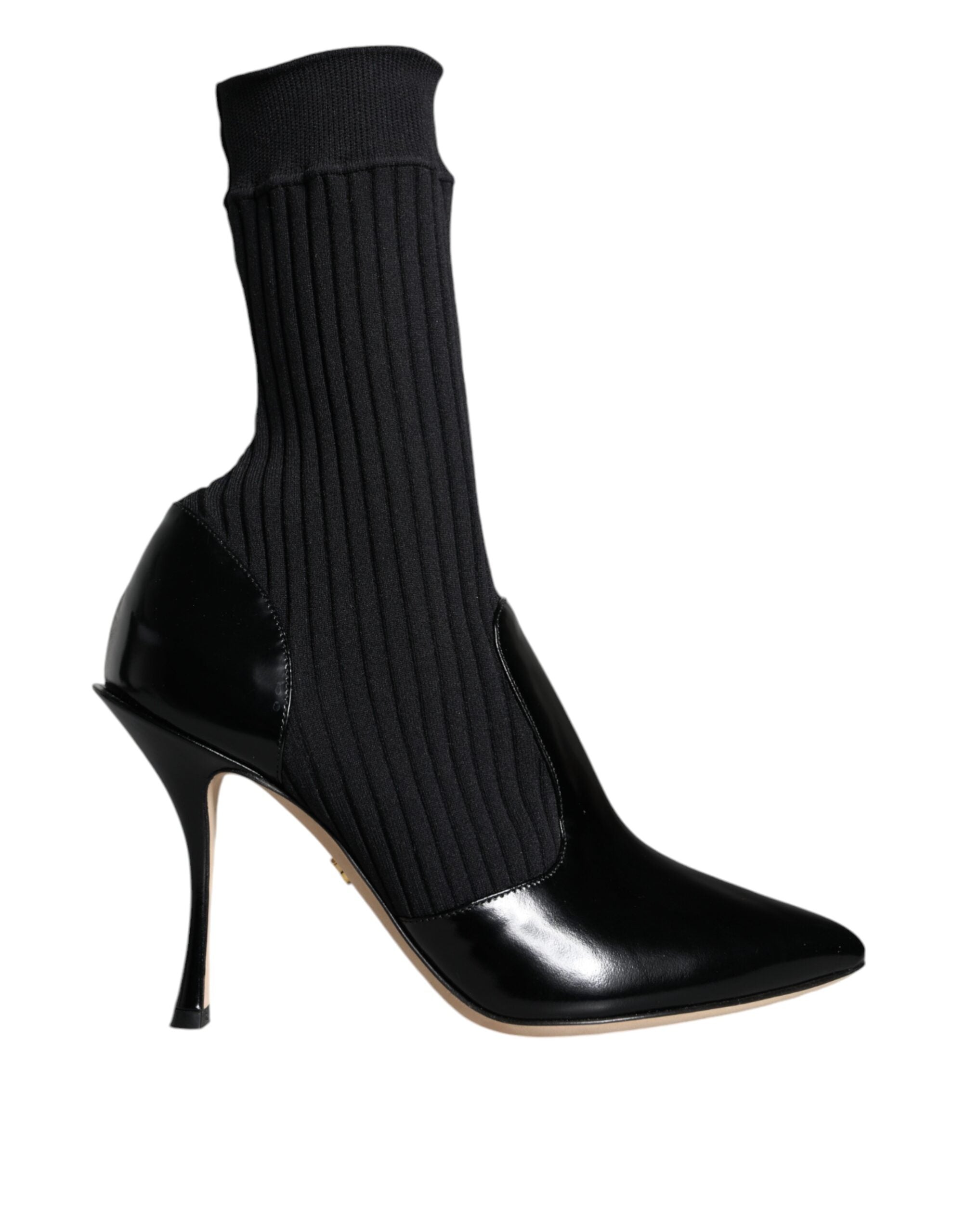 Dolce &amp; Gabbana Black Stretch Stilettos Booties Socks Shoes