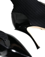 Dolce &amp; Gabbana Black Stretch Stilettos Booties Socks Shoes