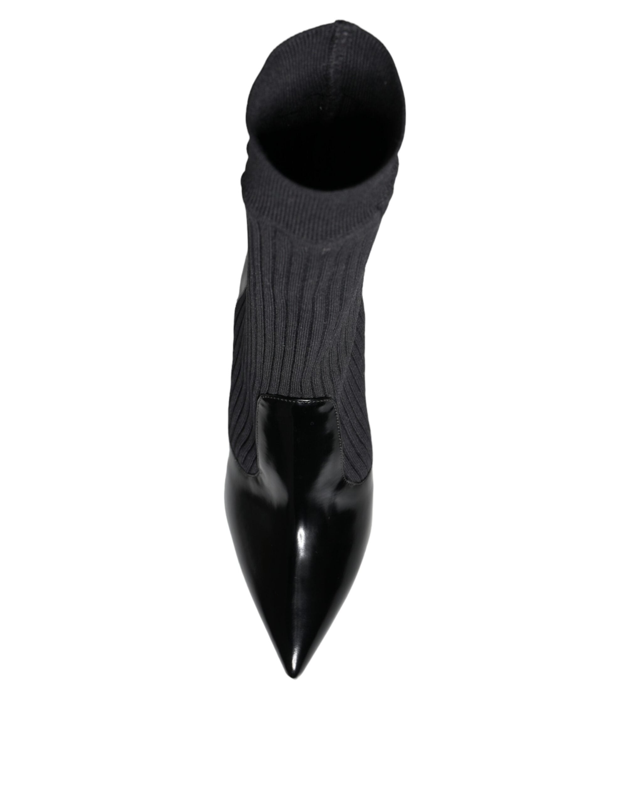 Dolce &amp; Gabbana Black Stretch Stilettos Booties Socks Shoes