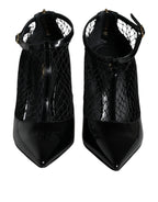 Dolce &amp; Gabbana Black Mesh Patent Leather Heels Pumps Shoes