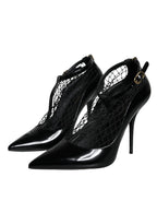 Dolce &amp; Gabbana Black Mesh Patent Leather Heels Pumps Shoes