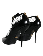 Dolce &amp; Gabbana Black Mesh Patent Leather Heels Pumps Shoes