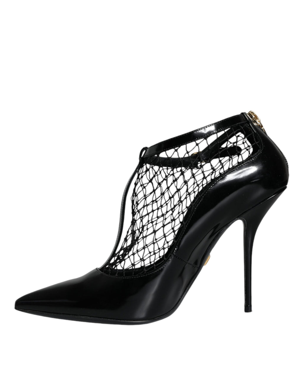 Dolce &amp; Gabbana Black Mesh Patent Leather Heels Pumps Shoes
